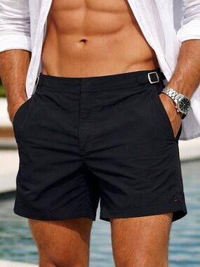 Orlebar Brown Bulldog Swim Shorts Black Side Adjuster 5.5" Inseam Size 28